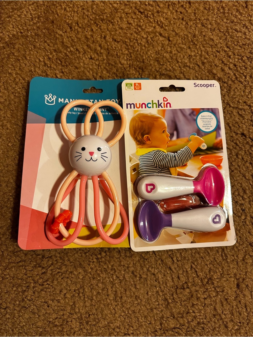 Munchkin Pink & Purple Scooper Set with Manhattan Bunny Teether